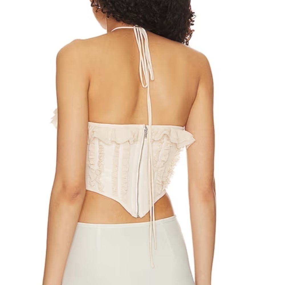 NWT NBD Large Rhea Corset strapless cream lace up front zipper back MSRP $200 - Picture 2 of 6